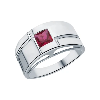 

Silver ring with rubies synthetic sunlight sample 925