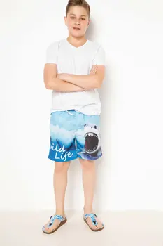 

DeFacto Boy Fashion Woven Swimming Short Kids Casual Drawstring Short Pants Cartoon Pattern Bottoms Summer - G8701A6Z17SM