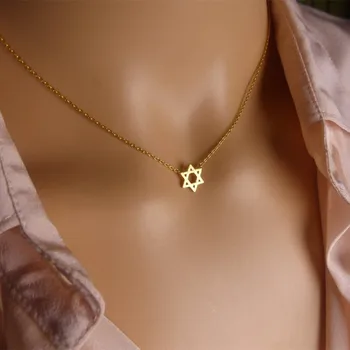 Retro Jewish Jewelry Star of David Pendant Necklace for Women Chain Stainless Steel Israel Emblem Talisman Seal of Solomon Sign 1