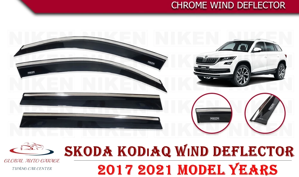 For SKODA KODIAQ Chrome Rain Wind Deflector 2017 2018 2019 2020 2021