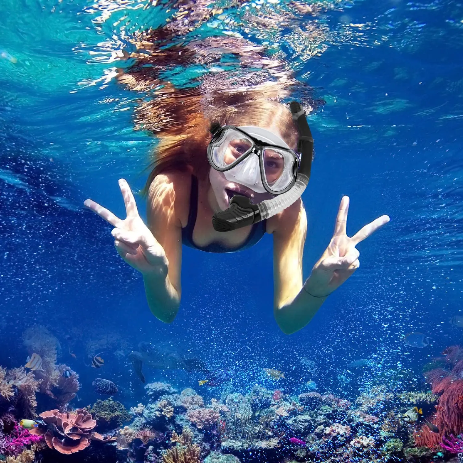 Anti-fog Diving Mask Snorkel Tube Set for Adult Professional Snorkel Full Breath Tube Gear Underwater Swim Goggles Equipment