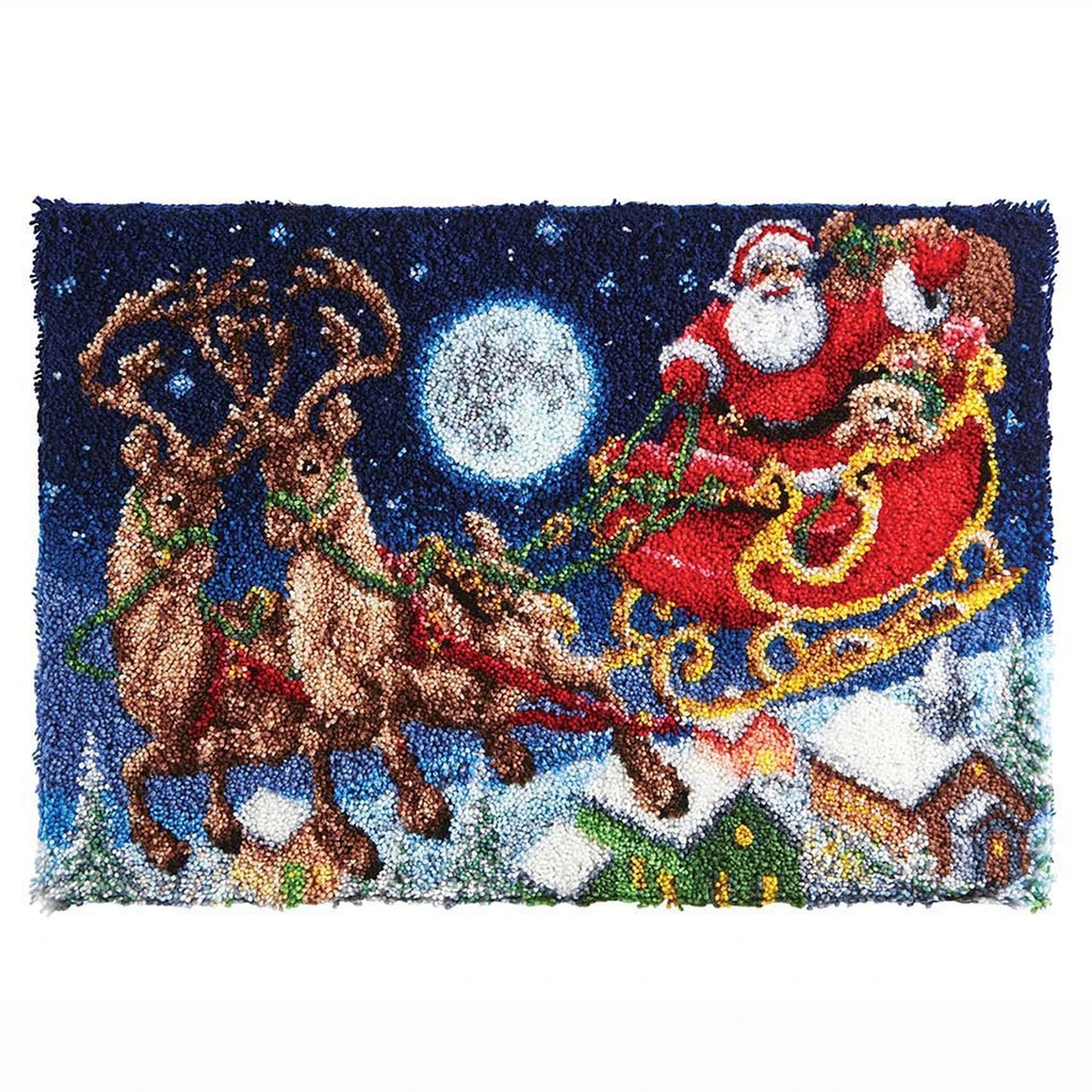 Latch Hook Rug Santa's Sleigh Ride Wall Tapestry Diy Carpet Rug Pre