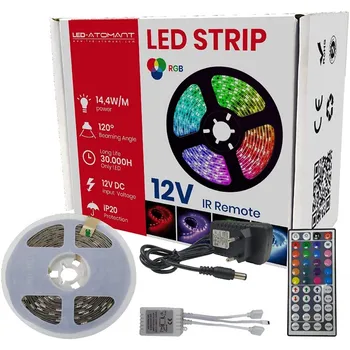 

LED ATOMANT®12v 14,4W 5m RGB LED strip KIT with controller and controller. Cut every 10cm to ++ lights