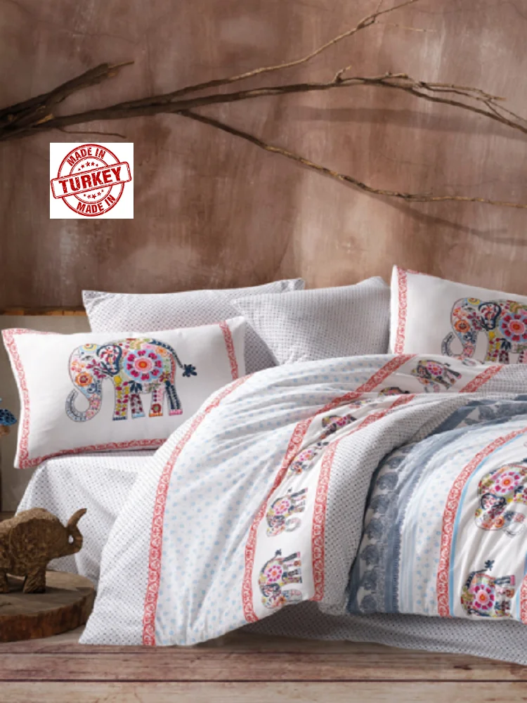 

DOUBLE BEDDING SET - COTTON - 4 PIECES - DUVETCOVER&SHEET&PILLOWCASES - FROM TURKEY