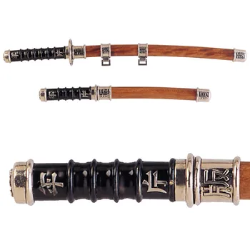 

DENIX replica set 2 Japanese katana samurai swords, 80cm and 40cm, metal and wood, sheet without sharpening, for decoration