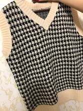 De moda Jersey chaleco sin mangas de las mujeres jersey de cuello en v suéter de punto de invierno coreano lindo suéter 2020