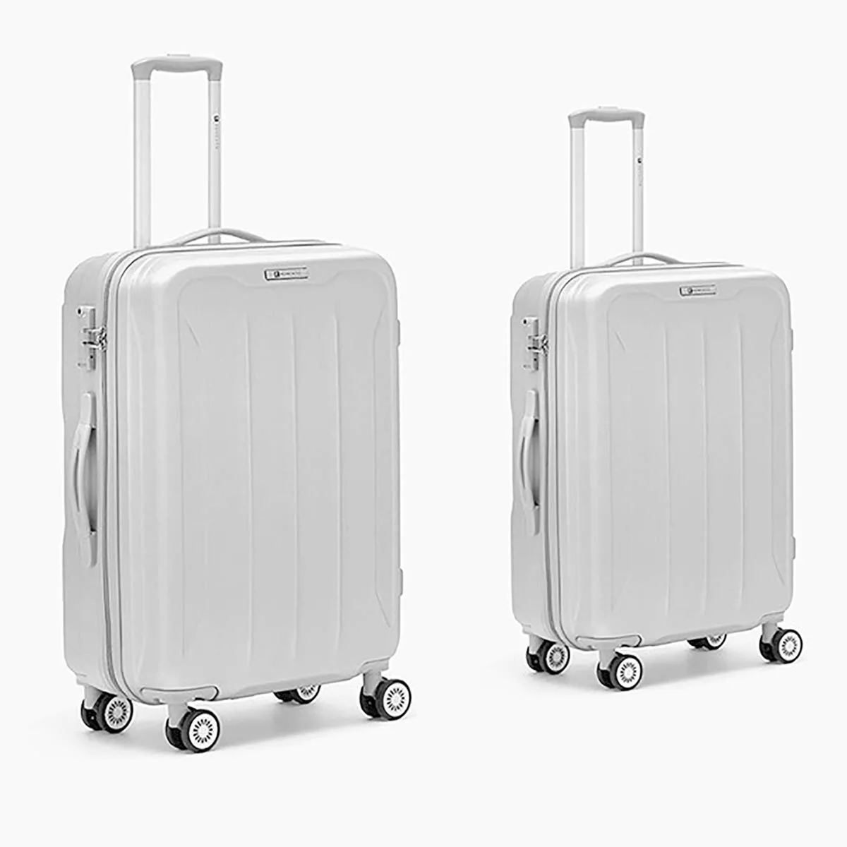 Set maletas Flight Silver de Roncato, grande y pequeña, comodas, resistentes, asa extensible, ruedas, movimiento sin maletas, maletas de viaje