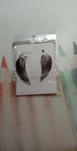 JIOFREE-pendientes con alas de Ángel y diamantes de imitación para mujer, aretes llamativos, sin perforaciones
