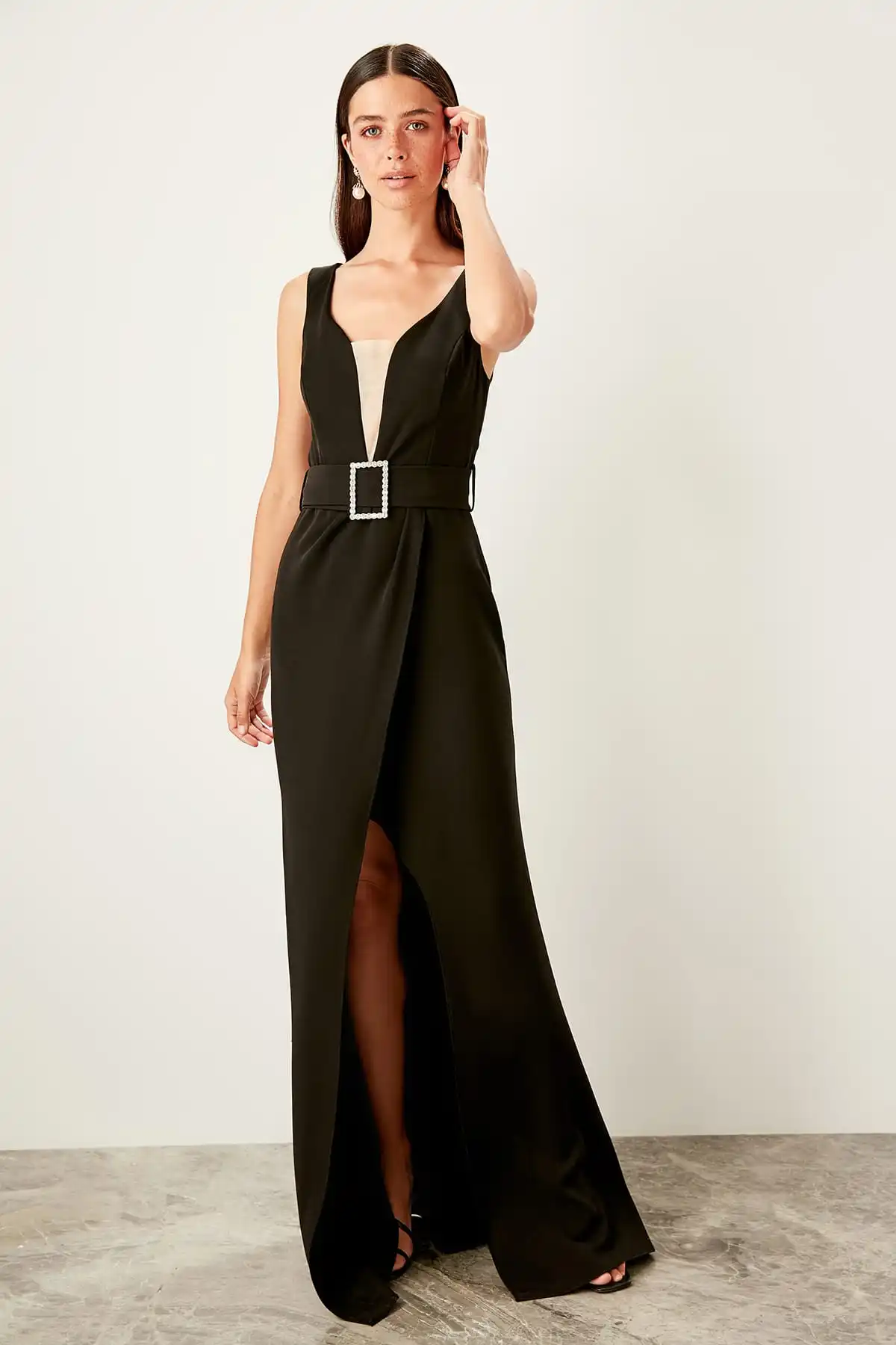 

Trendyol Belt Detailed Evening Dress TPRSS19YL0014