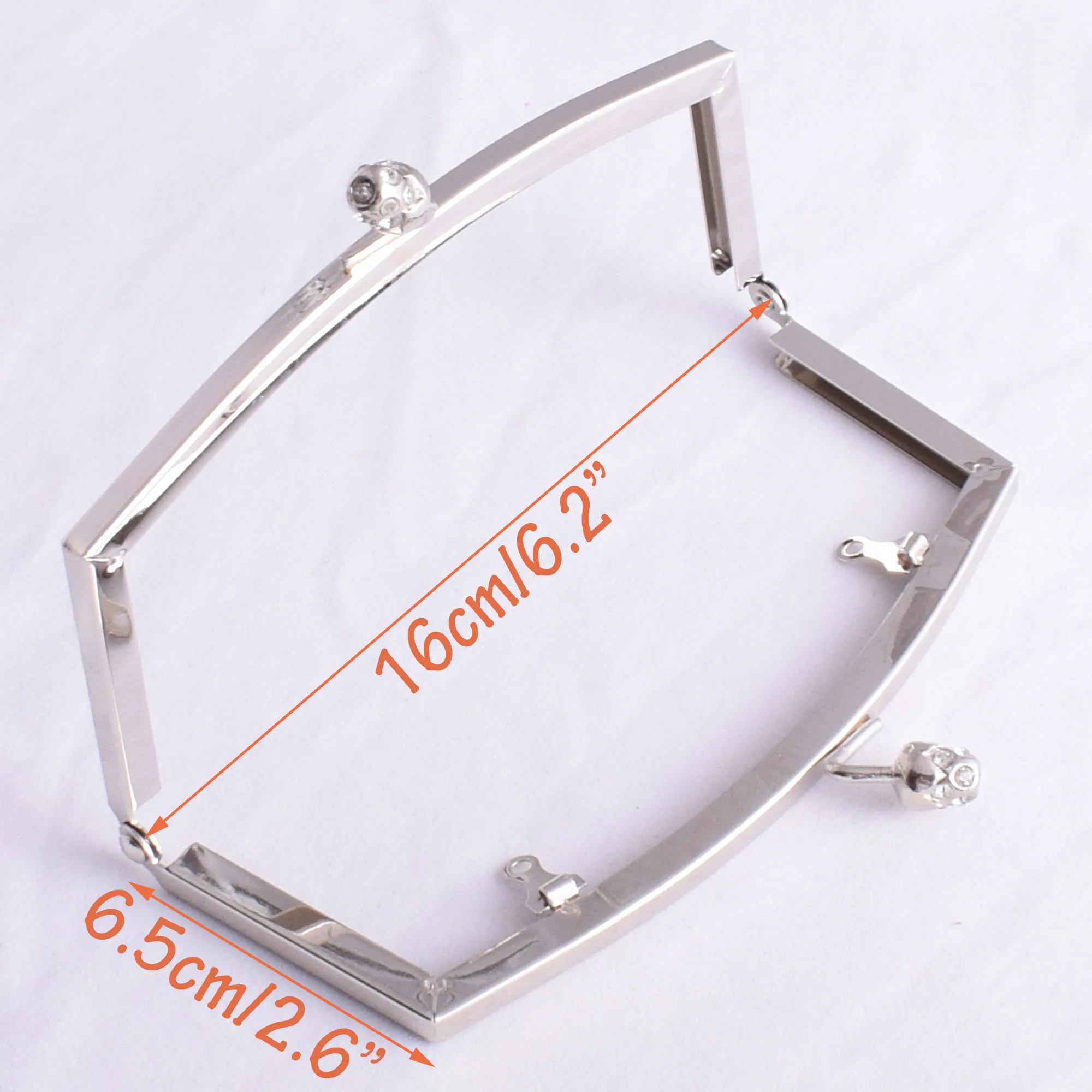 6.2" Metal Purse Frame Fashion Kiss Clasp Lock Elegant Purse Handle Silver Charming Clutch Frame Coin Bag DIY Craft