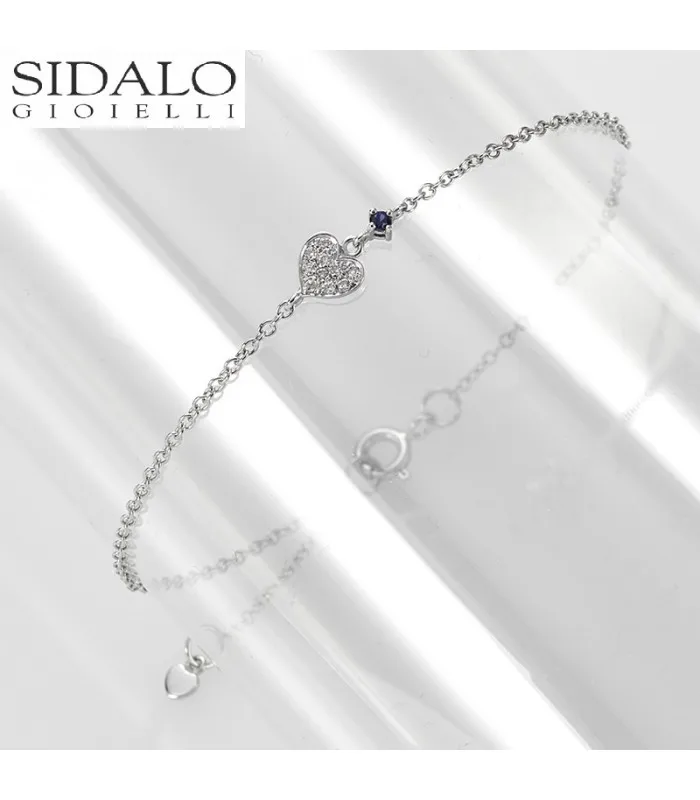 Sidalo браслет с сердцем из белого золота с бриллиантом и сапфиром M 5148-Z-BR
