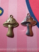 6 piezas de dijes de seta 40x29mm de bronce antiguo Chapado en plata colgantes haciendo bricolaje hecho a mano de bronce tibetano Color plata joyería