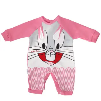 

Autumn Winter Newborn Baby Infant Clothes Pajama Rabbit Printed Eared Pink Long Sleeve Jumpsuit Boy Girl 2020 Costume suit
