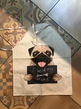 Kitchen Apron Bulldog Dog-Printed Dachshund Cooking Bib Cleaning-Tool Cotton Pug 