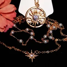 VKME-collar de perlas de mariposa de varias capas para mujer, gargantilla de perlas doradas, estrella del sol, regalo de joyería 2021