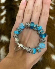 YADA INS Trendy Blue flower bead Bracelets&Bangles For Women flower Pulseira Feminina