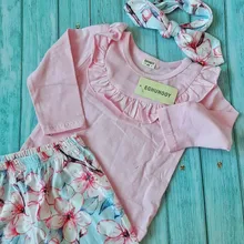 Conjunto de ropa para niñas pequeñas, Tops de manga larga con letras para recién nacidos, pantalones informales con estampado, diadema, trajes para niños pequeños