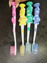 Cepillo de dientes con dibujos animados para el hogar, cerdas suaves, Limpieza de dientes bonita, de silicona, para entrenamiento, 4 Uds., 2020, envío directo