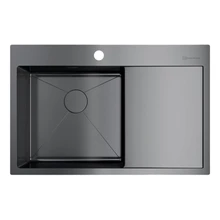 Мойка для кухни Omoikiri Akisame 78-GM-L нерж.сталь(вороненая сталь)(PVD-покрытие, встраиваемая, перелив