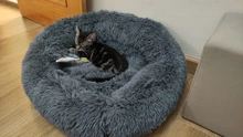 Cama redonda para gatos, nido de gato durmiendo cálido, felpa larga suave para canasta para perros, productos para mascotas, cojín, alfombrilla cama para mascotas, casa para gatos, animales, sofá