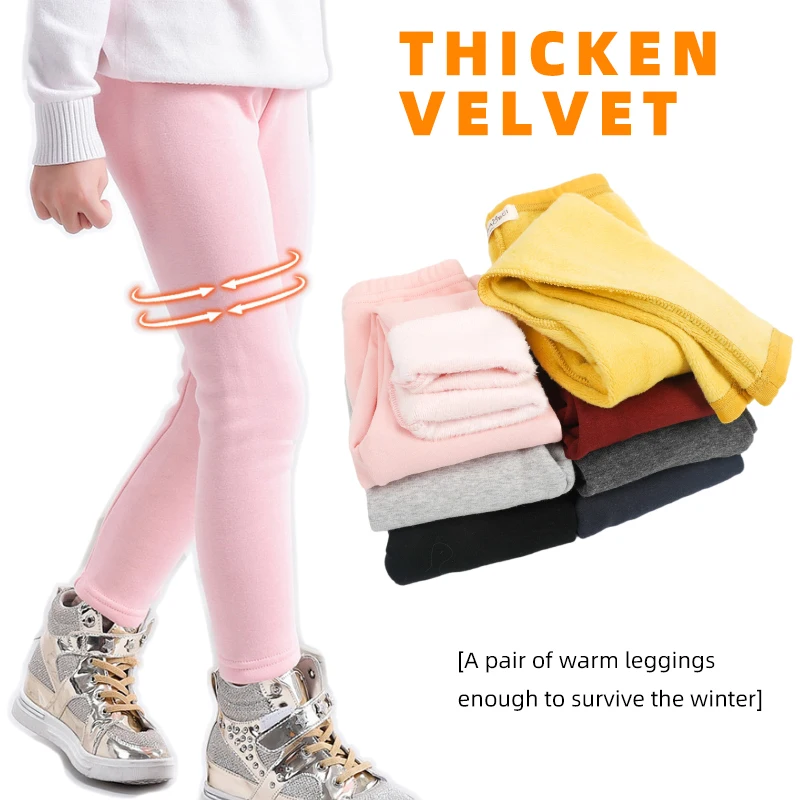 Kids Leggings for Little Girls Winter Thick Plus Velvet Warm Pants Children  Elastic Waist Trousers Cotton for 2 3 4 6 8 10 Years - AliExpress
