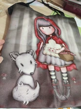 Bolso de hombro informal para mujer, bolsa a la moda con estampado de dibujos, de lona, bonita, de alta calidad, para escuela y para ir de compras