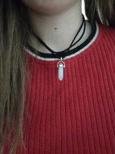 Collar de bala retro de cristal para mujer, colgante de piedra de cuarzo natural, collar, cadena de cuerda negra, joyería