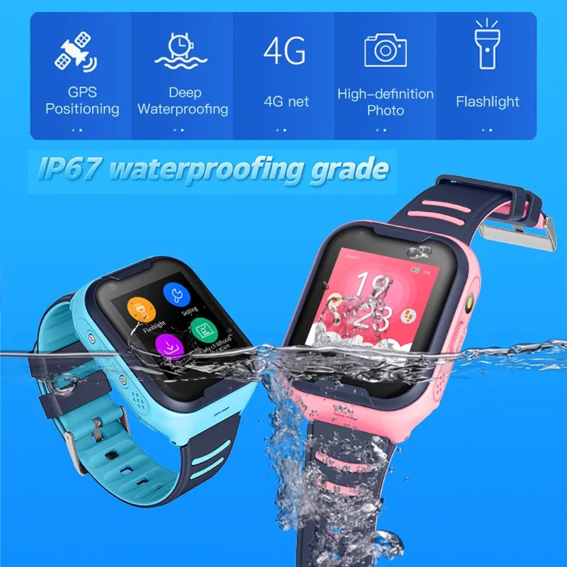 4G SOS умные часы Детские Wifi gps Видеозвонок IP67 Водонепроницаемый Будильник камера Детские умные часы для детей ips цветной экран