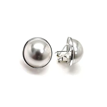

Sterling silver earrings 925m half Pearl nosing 18mm. Omega woman