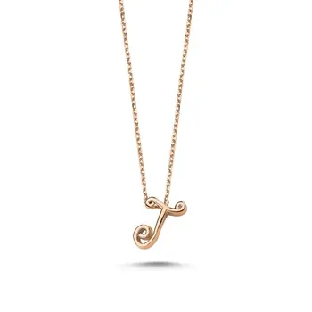 

Angemiel 925 Silver-J-Letter Ghost Pendant-Rose Gold Plated
