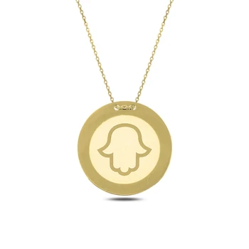 

KUTAYDAN Laser Fatma Master Hand Round Plate Pendant 925 Sterling Silver