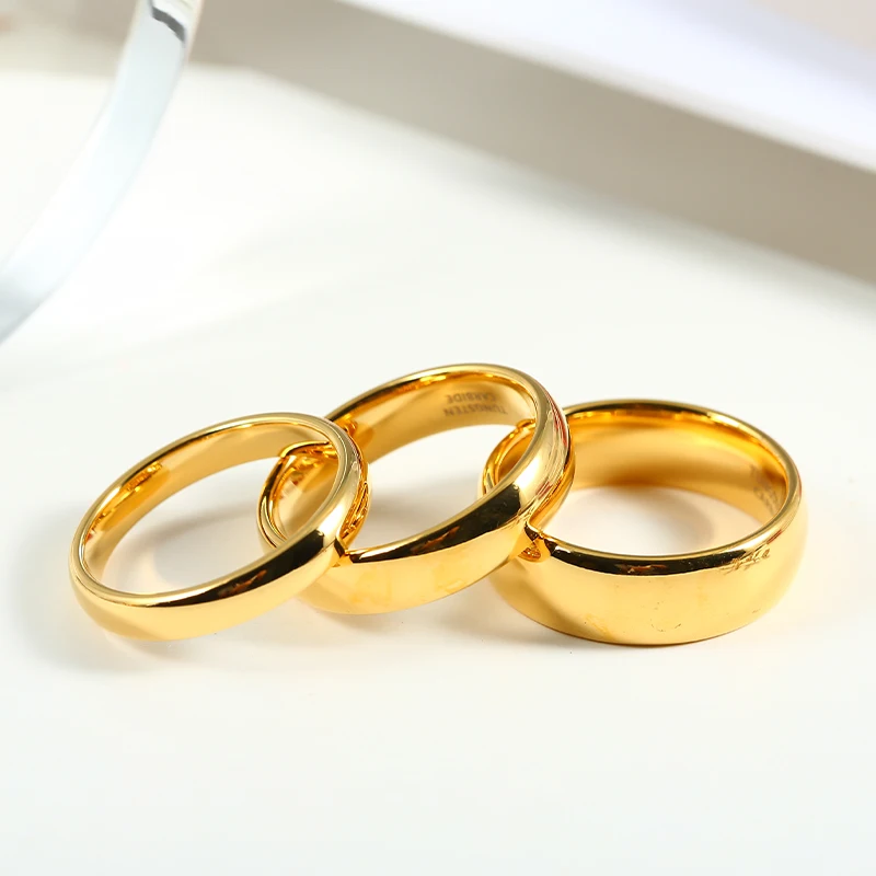 Men Women's Classic Anniversary Ring 8mm Gold Color Alliance Tungsten Wedding Engagement Band No Stone USA Size 4-15 TU003R 3
