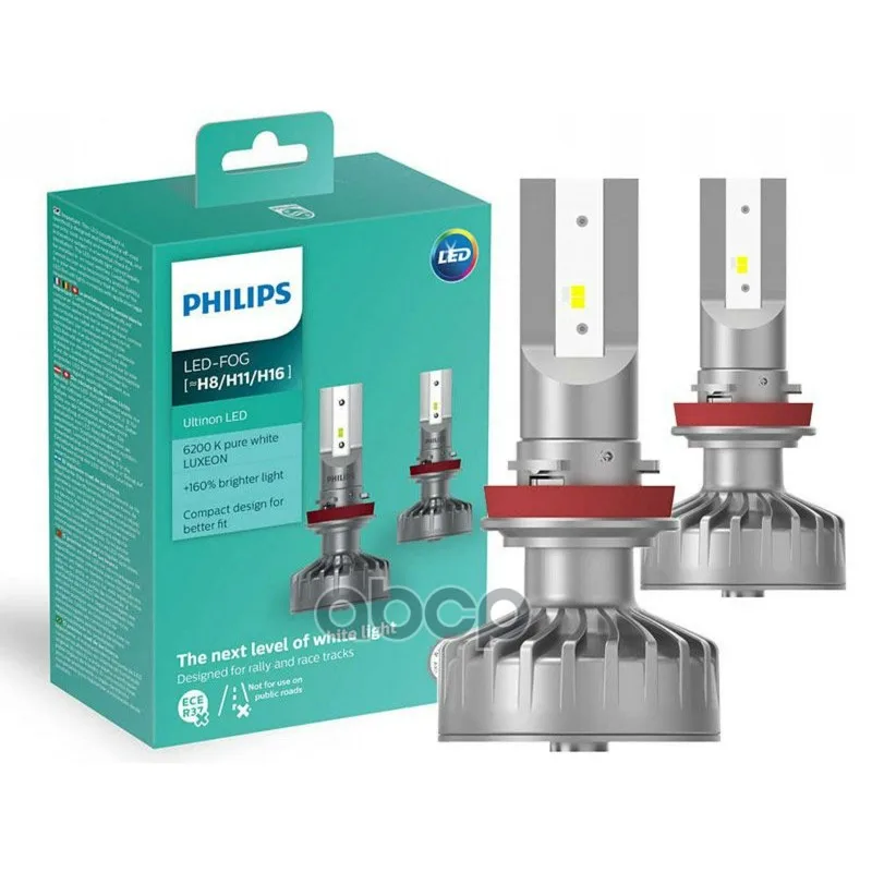Комплект Светодиодных Ламп 2шт Led Fog H8/H11/H16 6200k 12v Philips арт. 11366ULWX2
