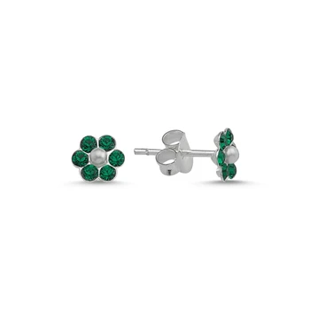 

Silver 925 Sterling Pearl & Zircon Crystal Daisy Child Earrings