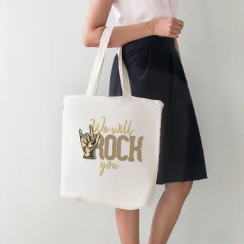 

Angemiel Bag We Will Rock You Women Large Tote Shopping Beach Bag