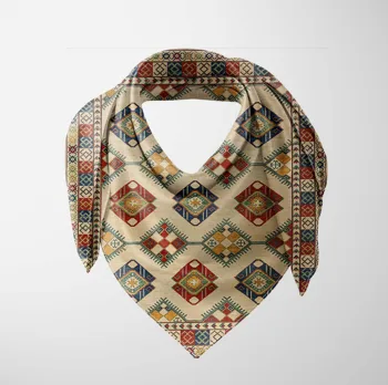 

Else Brown Red Blue Ottoman Authentic Tiles Geometric Square Rayon Fabric Neck Head Floral Pattern Scarf Scarves Women Hijab