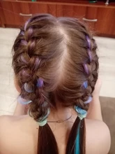 AliLeader-extensiones de cabello de una pieza con Clip, 57 colores, pelo sintético, degradado, rosa, rojo y azul, con Clip