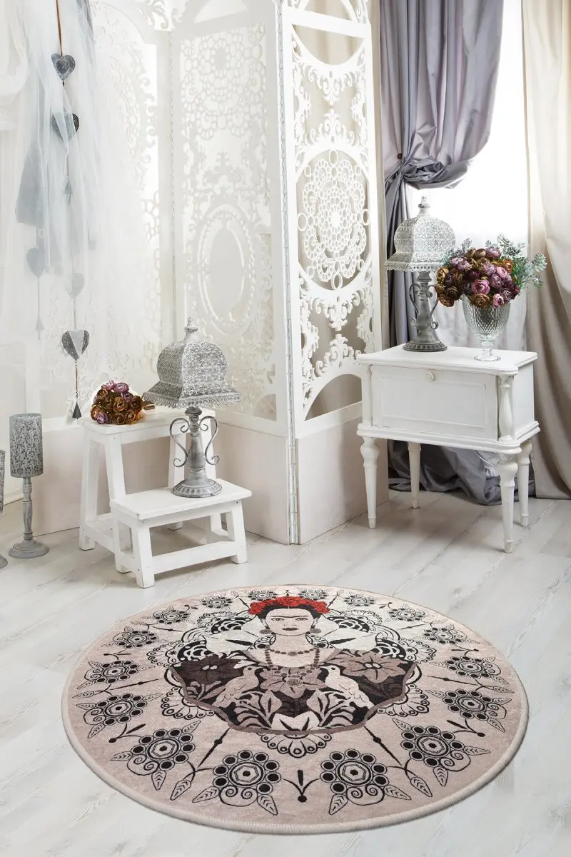 

Rugs Living Room-Rugs Living Room-Room Decor-Gray Rug-living Room Decoration | Frida Round diameter 100 Cm Decorative Djt