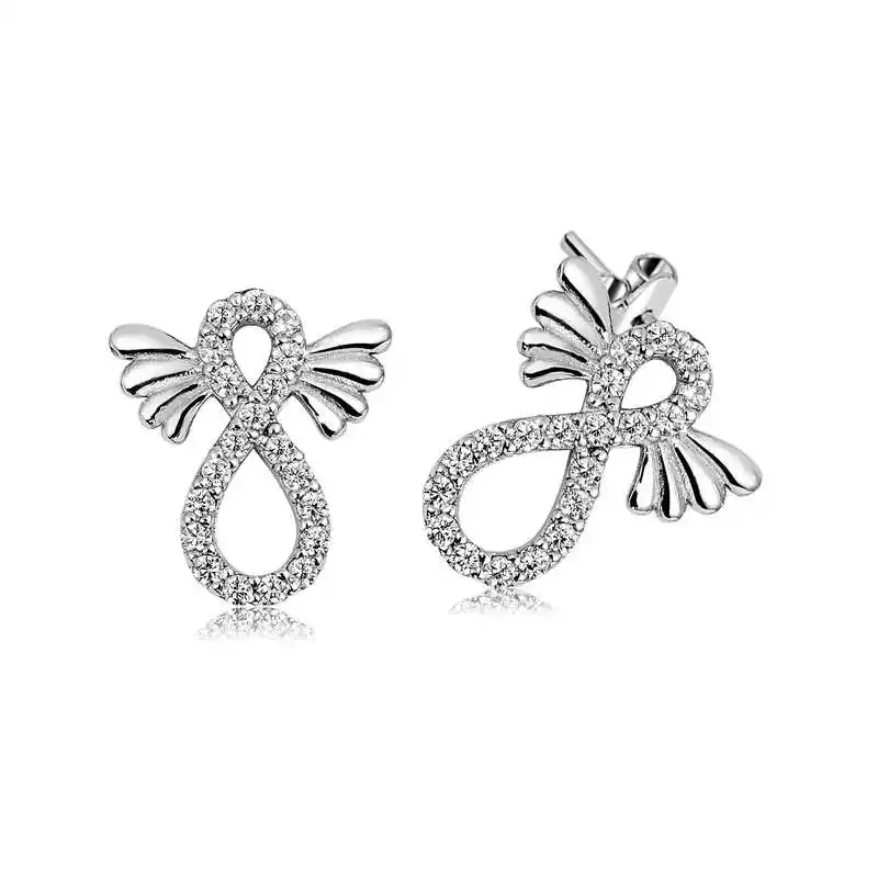 

Silver Leaf Infinity Studded Earrings