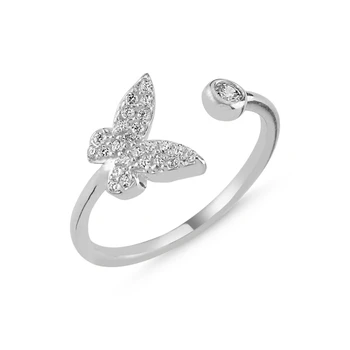 

Silver 925 Sterling Zircon Cubic Zirconia Butterfly Adjustable Ring