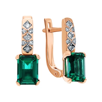 

Gold earrings with emeralds and diamonds sunlight sample 585
