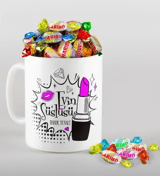 

Personalized House Süslüsü Design Mug and Haribo Fruitbons Candy Gift Seti-3