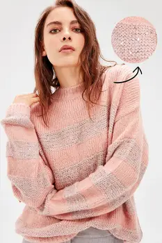 

Trendyol WOMEN-Pink Sequin and Sim Detailed Knitwear Sweater TWOAW20NV0033