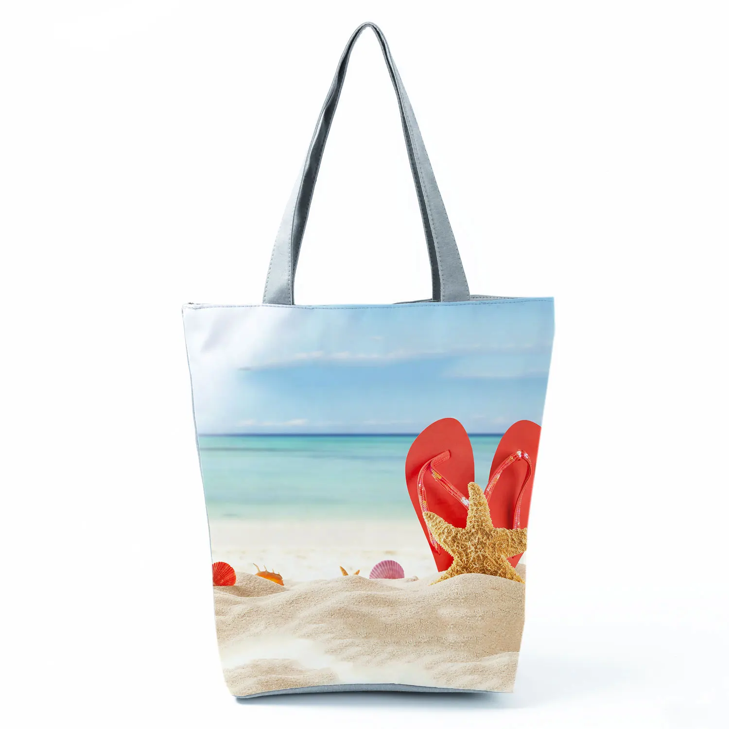 Starfish Shell Shape Tote Cartoon Casual Women Shoulder Bag High Capacity Foldable Travel Beach Bag Eco Reusable Shopping Bags 