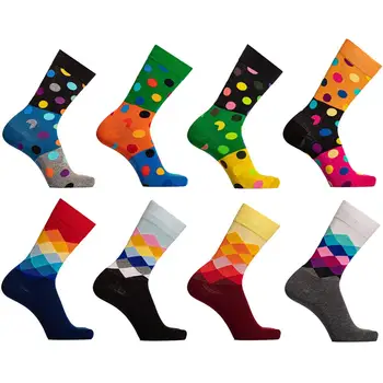 

Doublem 8 pairs cotton socks for Man Woman, funny print socks for Spring Autumn Winter