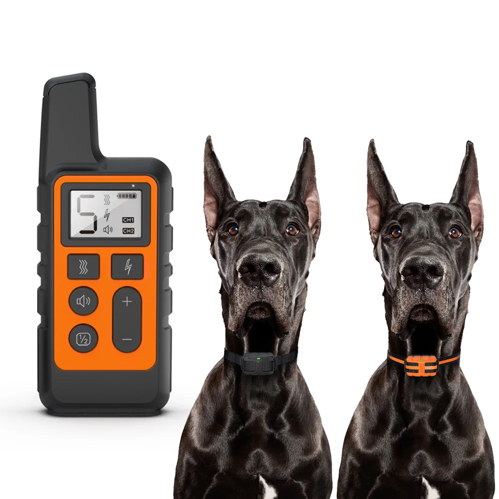 Black Orange Collar Водонепроницаемый Электрический против лая шок/вибрация/пчеловод тренировочный Воротник с 2 воротниками 100g2280 - Цвет: Black Orange Collar