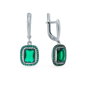 

Silver earrings with cubic zirconia and quartz synthetic sunlight sample 925