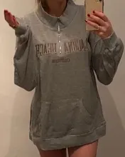 Sudadera de gran tamaño con letras para mujer, jerséis informales con cuello de POLO Vintage a la moda, algodón cálido para invierno, primavera y otoño, 2020