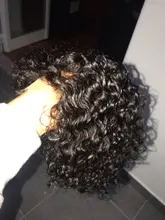Pelucas de encaje frontal de corte pixie Bob, 150, 180, 250%, rizado, cabello humano con cierre de encaje Remy prearrancado