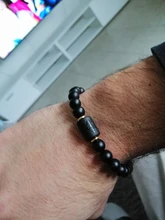 Abalorios de piedra negra para Hombre y mujer, pulsera con constelación de 12, para parejas, Moda Masculina